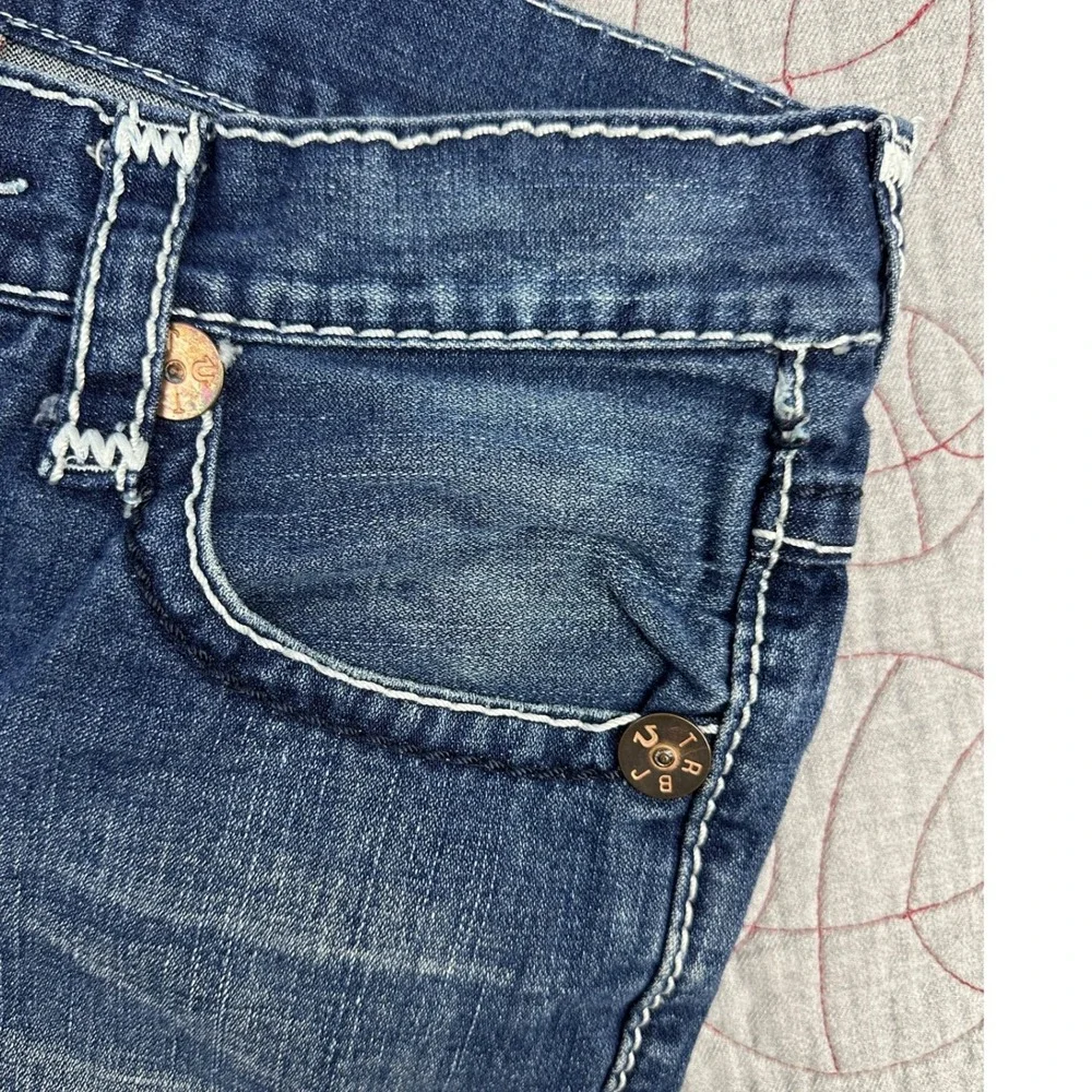 True Religion Billy Super T Jeans Blue Contrast Stitch Flap Pocket / Mens 32x31
